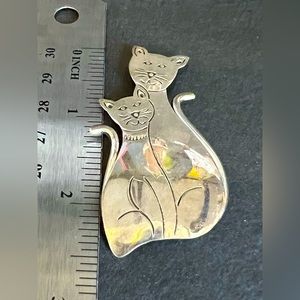 Sterling Silver 925 Vintage Two Cats Pin/Brooch